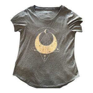 Lucky Brand Gray T-Shirt with Gold Moon Design